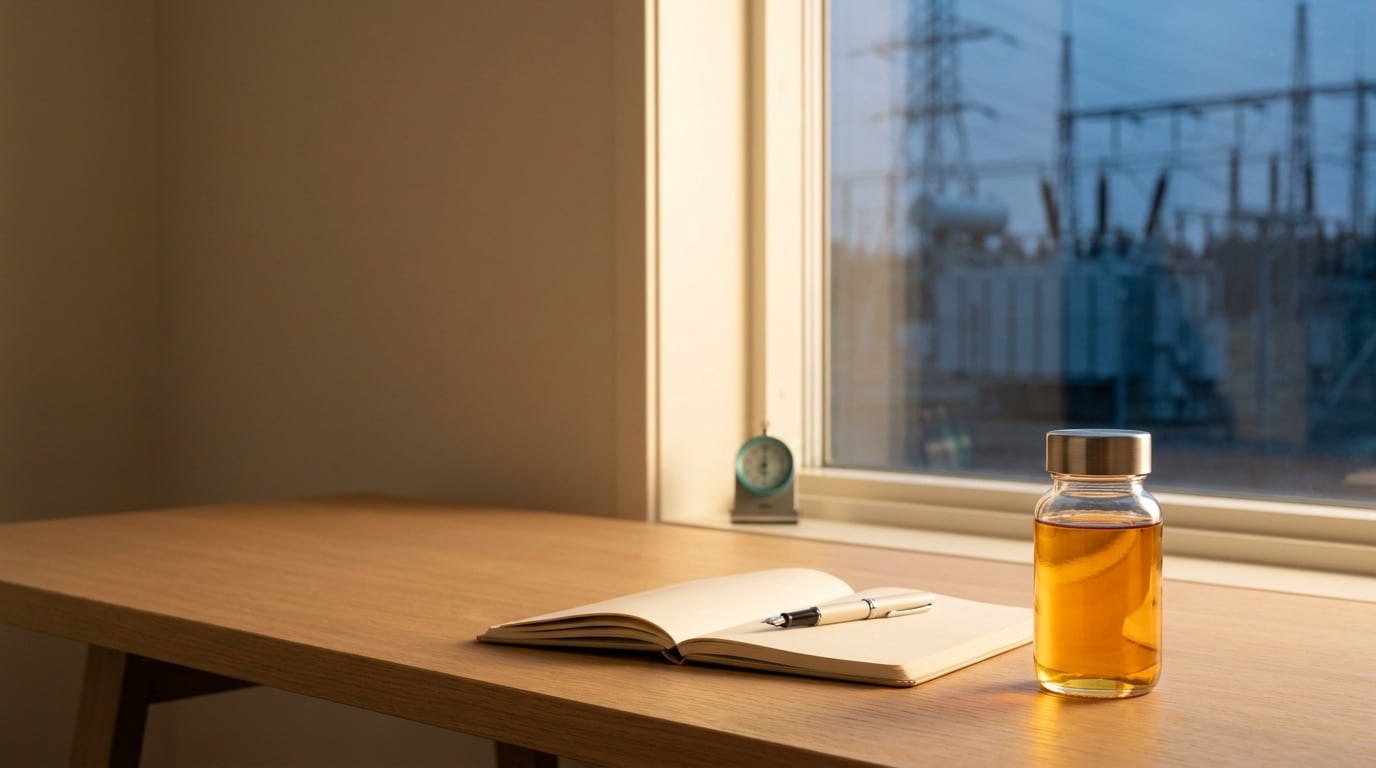 TriboTech Nordic engineering workspace at golden hour